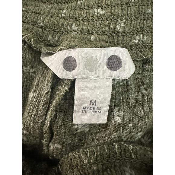 Three Dots Green Floral Wide Leg Flowy Boho Crop Pants Women's Size Medium - Picture 3 of 5